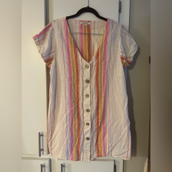 Rip curl striped linen dress button up size large - Picture 3 of 5